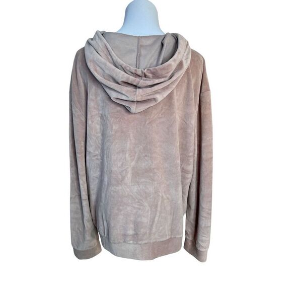 Hive & Honey‎ Taupe Pullover Velour Hooded Sweatshirt LARGE Super Soft Lounging - Picture 3 of 8